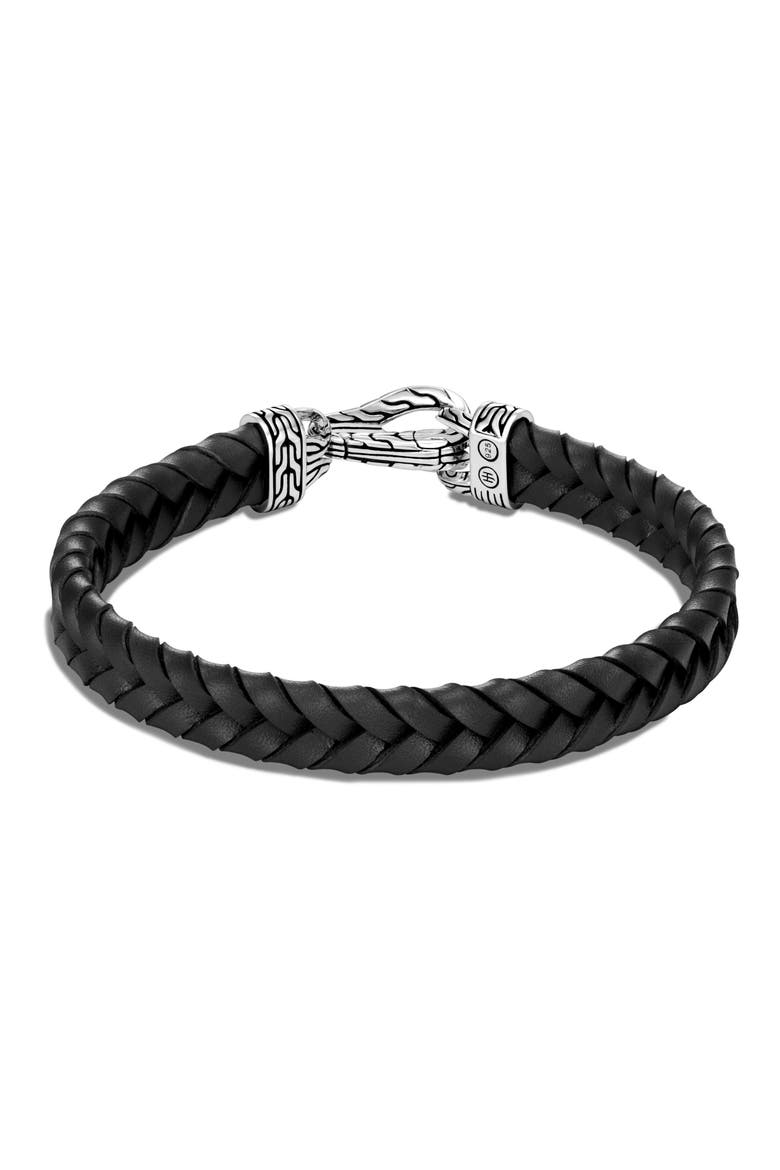 Men's Asli Classic Chain Braided Leather Bracelet, Alternate, color, SILVER/BLACK