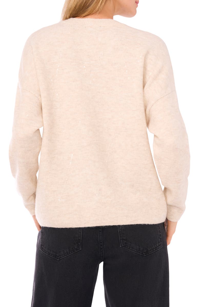 Halogen<sup>®</sup> Argyle Sequin V-Neck Sweater, Alternate, color, Malted