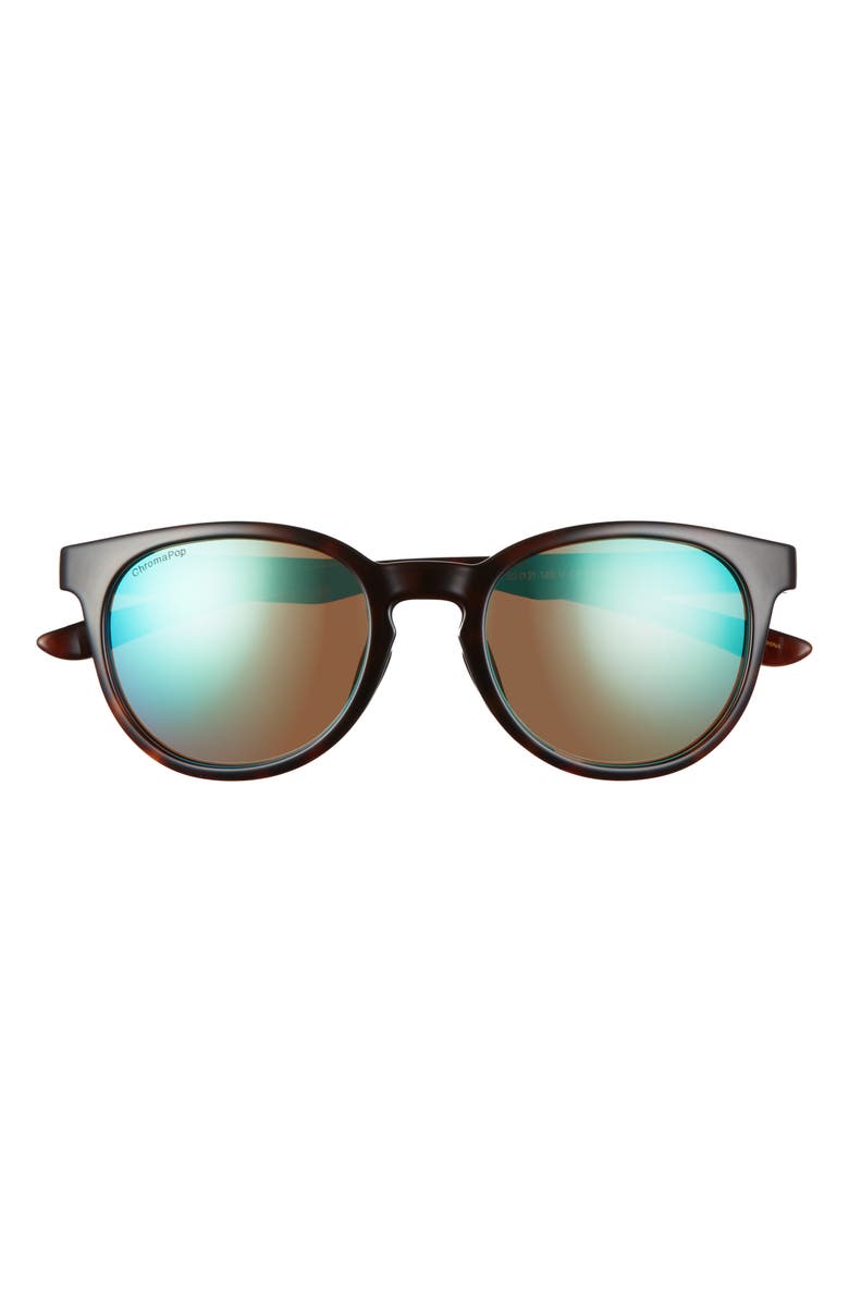 Smith Eastbank 52mm ChromaPop<sup>™</sup> Polarized Round Sunglasses, Main, color, Tortoise/Polarized Opal Mirror