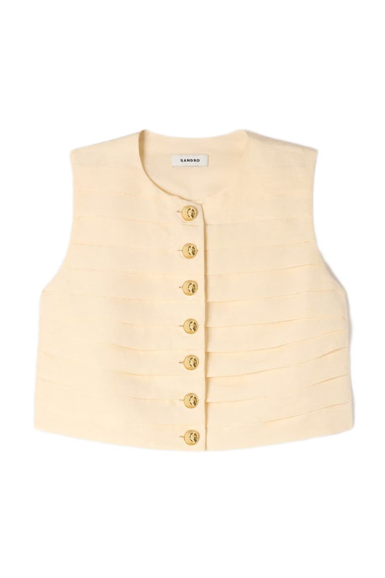 Pleated crop top, Alternate, color, Vanilla