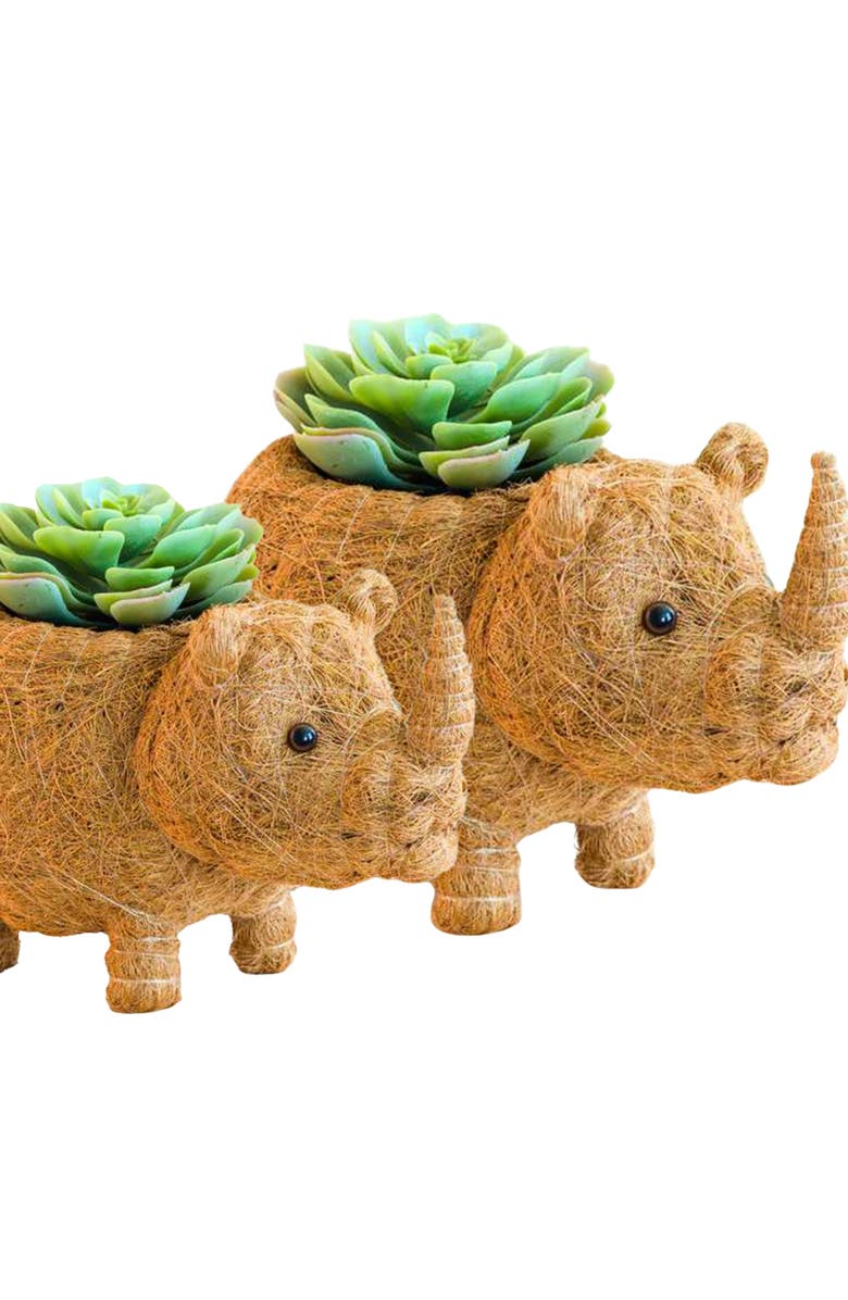 LIKHA Safari Animal Coco Coir Planters, Alternate, color, Natural Brown