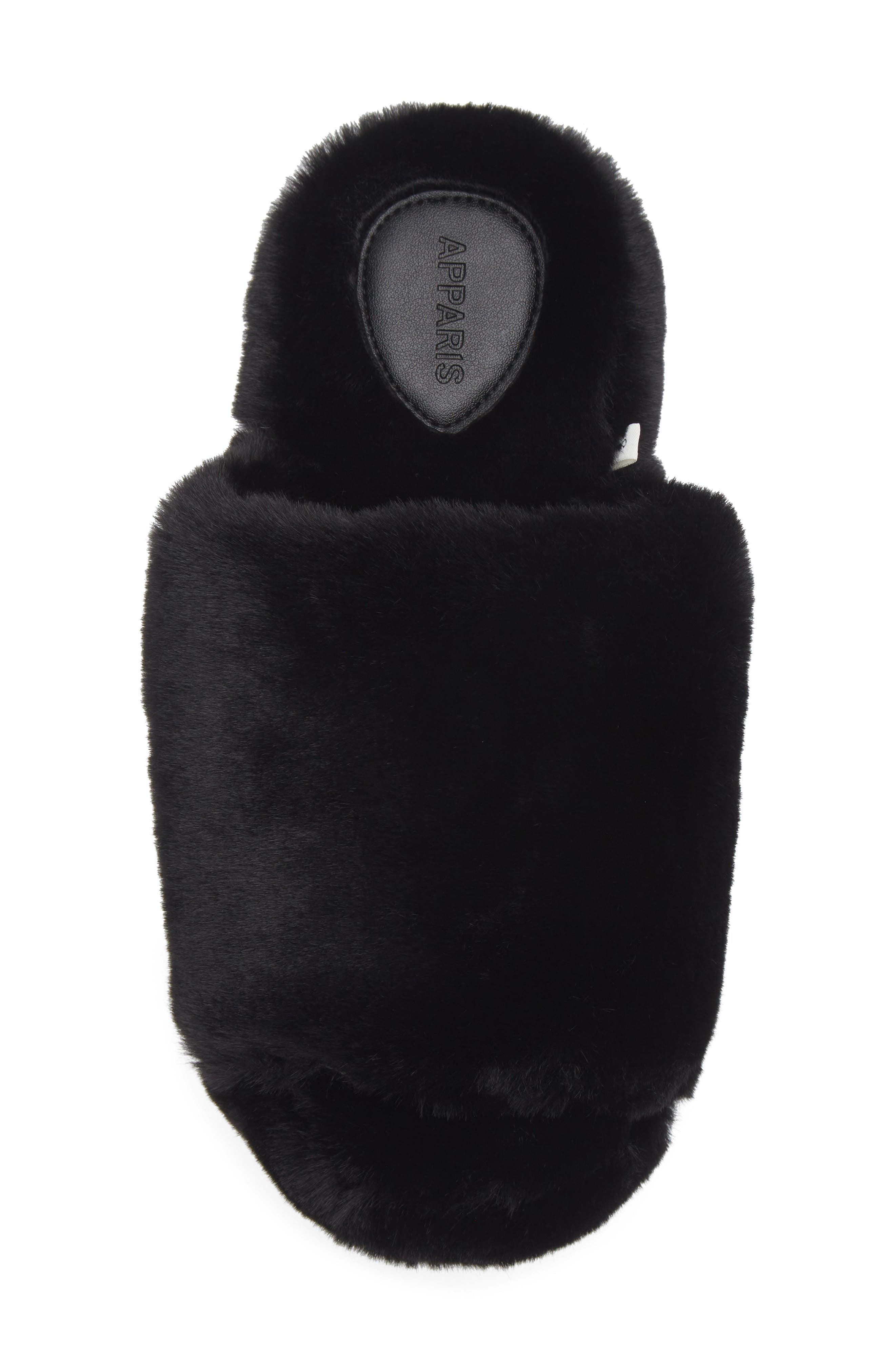Dillon Faux Fur Slipper, Alternate, color, NOIR