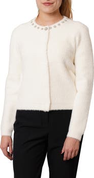 CYRUS Embellished Fuzzy Cardigan