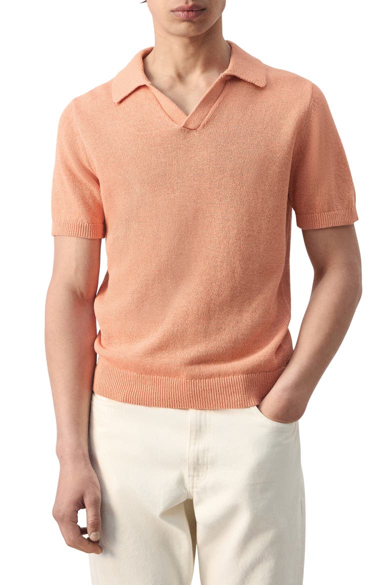 Microstructure Cotton Blend Polo, Main, color, DARK ORANGE