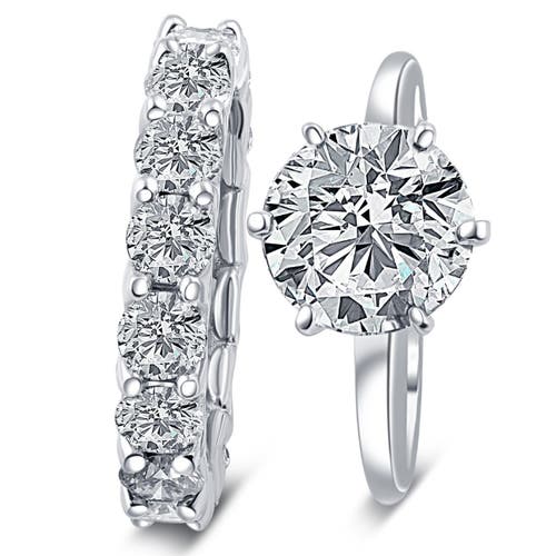 Bliss Diamond Certified 7ct Diamond Engagement Eternity Wedding Ring Lab Grown Gold In 14k White Gold