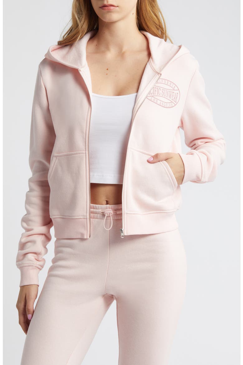 Emblem Zip-Up Hoodie, Main, color, PINK