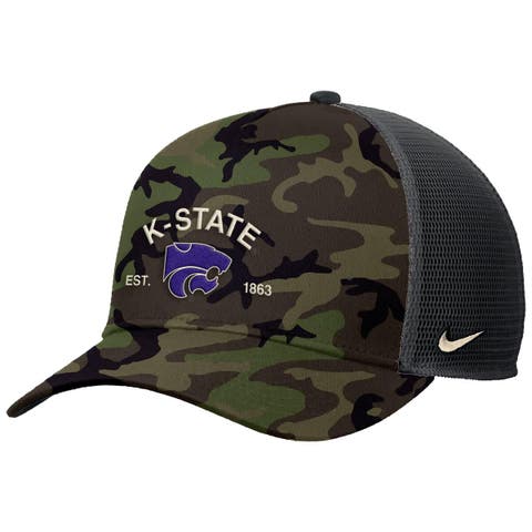 Men's Nike Camo Kansas State Wildcats 2025 Military Appreciation Rise Adjustable Trucker Hat