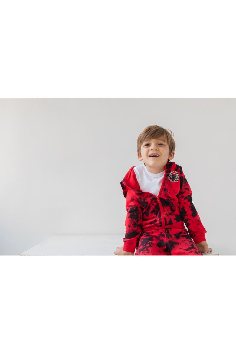 Spider-Man 3-Piece Zip-Up Hoodie and Pants Set, Alternate, color, Spider Man Red Black
