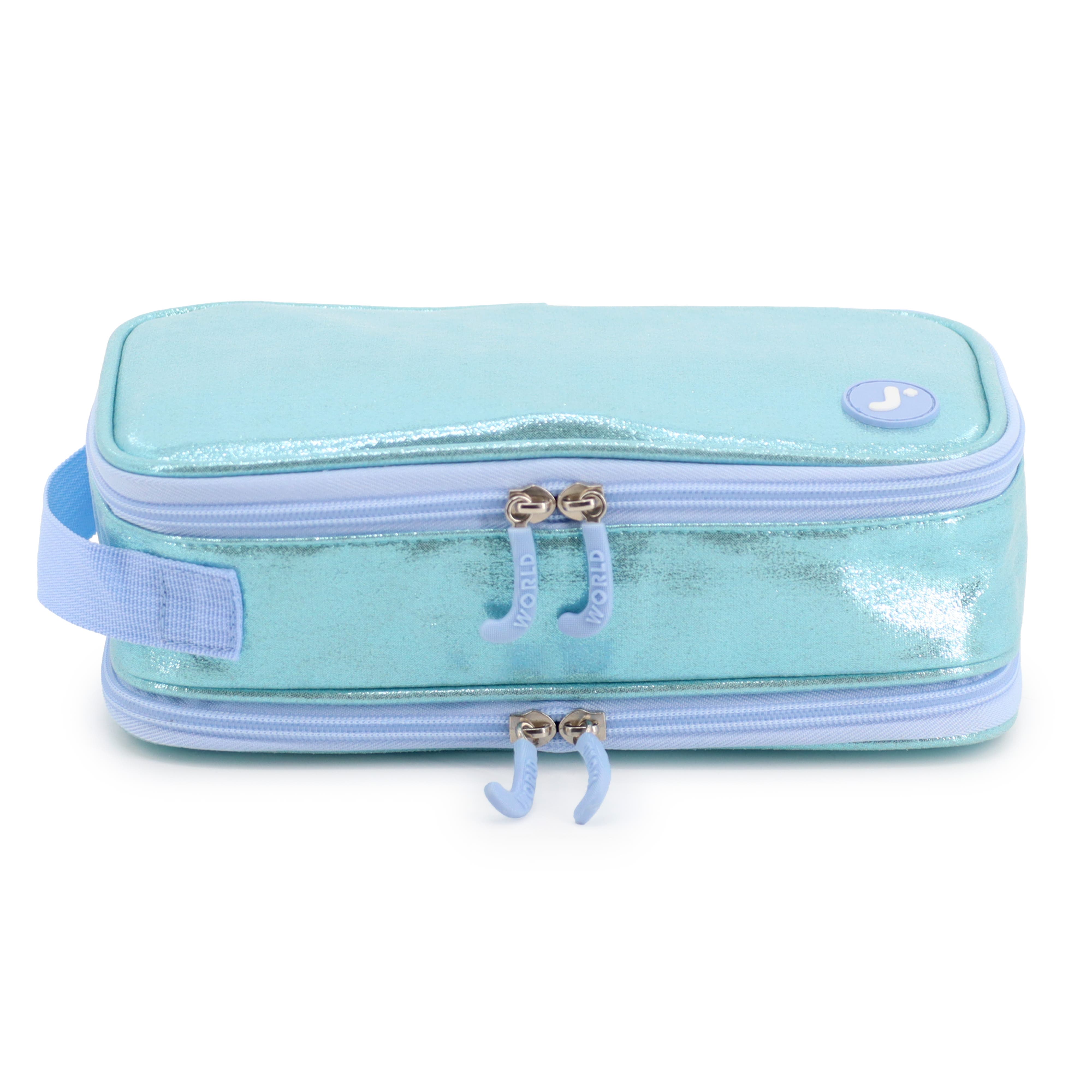 Doodle Pencil Case with Handle Strap, Alternate, color, Metallic Teal