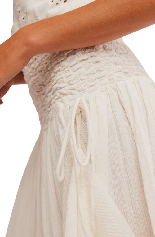Free People Prairie Convertible Cotton Smocked Skirt In Whisper White