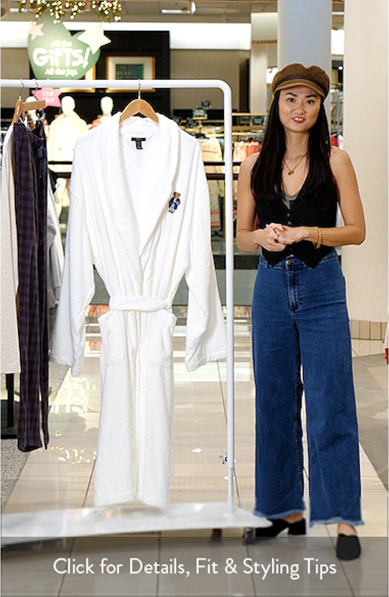 Bear Embroidered Terry Cloth Robe, sales video thumbnail