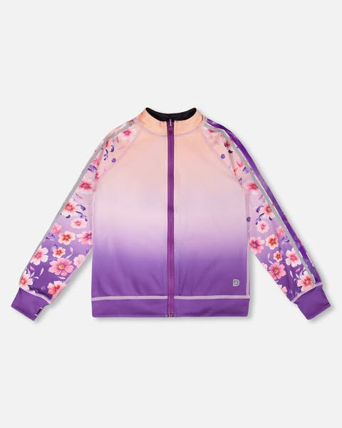 Full Zip Reversible Gradient Athletic Cardigan in Recycled Polyester