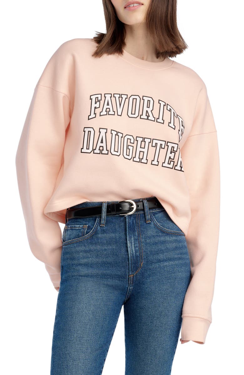 Favorite Daughter The Collegiate Logo Crop Sweatshirt, Main, color, Pale Pink/ White