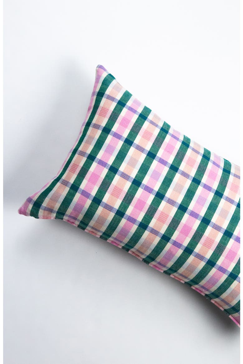 Handwoven Classic Plaid Rectangle Cotton Throw Pillow, Alternate, color, Green