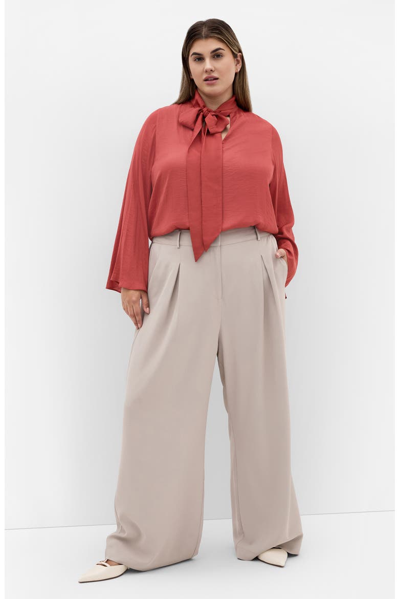 Mahalia Tie Neck Satin Top, Alternate, color, DEEP ROSE