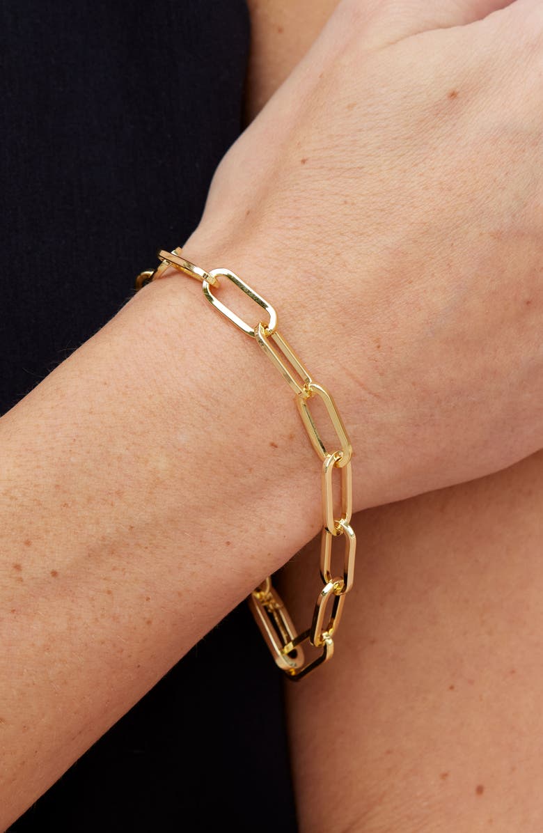 SAVVY CIE JEWELS Paperclip Link Bracelet, Alternate, color, Yellow