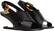 Balmain Anthem No Wedge smooth leather sandals