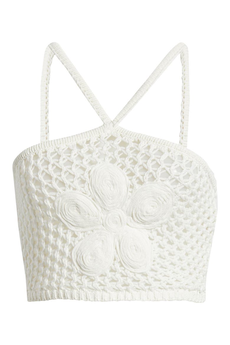 Appliquéd Crochet Halter Crop Top, Alternate, color, WHIPPED WHITE