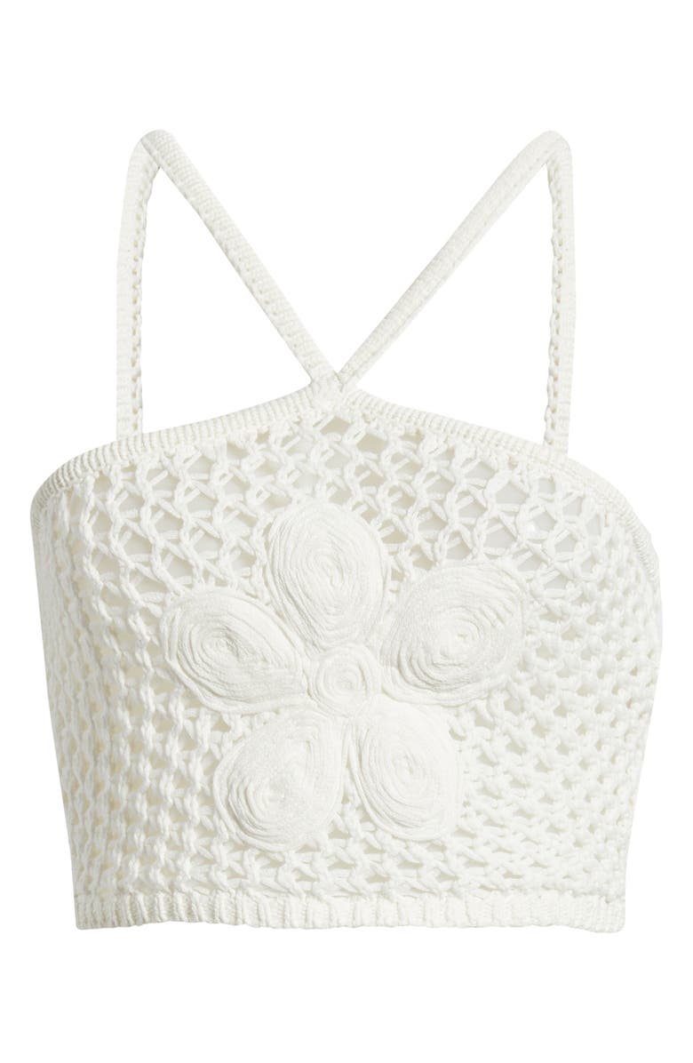 Kulani Kinis Appliquéd Crochet Halter Crop Top, Alternate, color, Whipped White