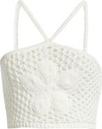 Kulani Kinis Appliquéd Crochet Halter Crop Top
