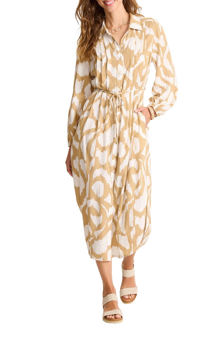 Inlet Ikat Long Sleeve Midi Shirtdress, Main, color, GOLDEN HONEY