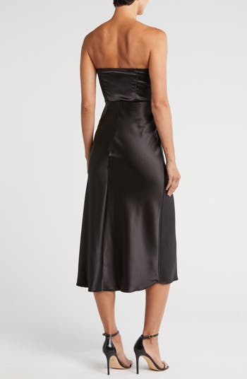 Strapless Satin Corset Midi Dress