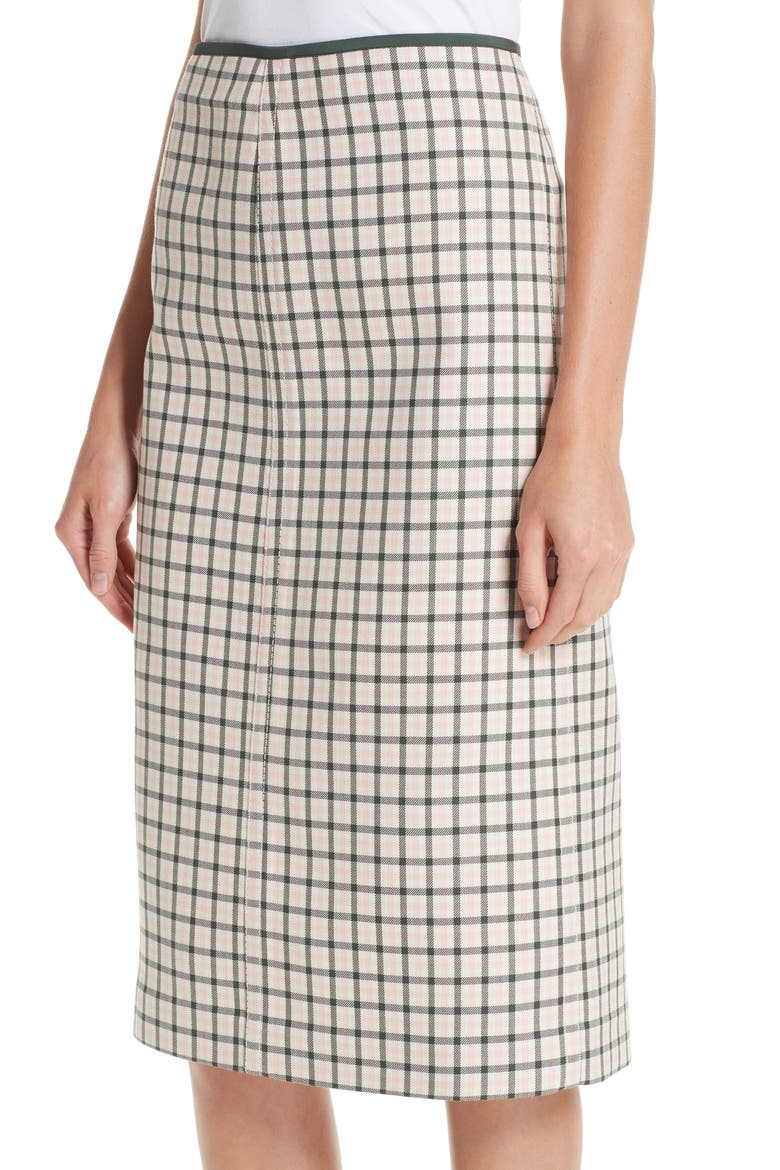 Check Wool Pencil Skirt, Alternate, color, PINK GREEN