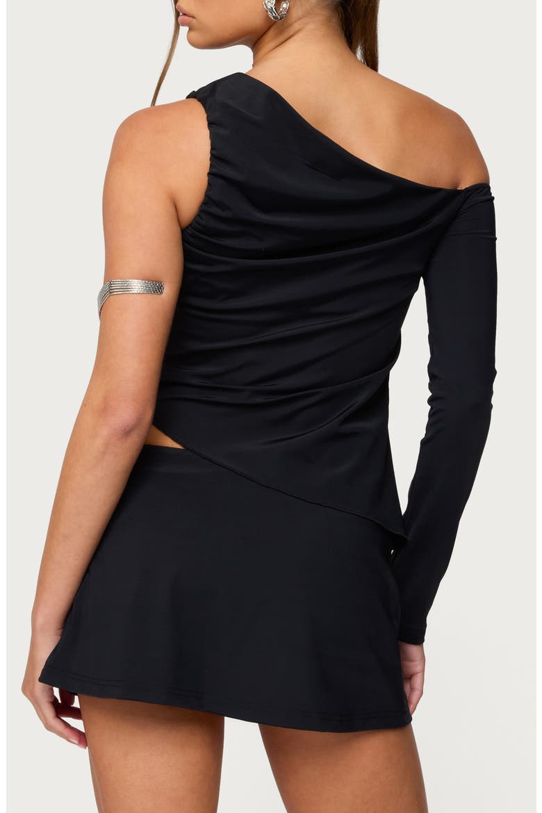 Lucretia Asymmetric Off the Shoulder Top, Alternate, color, BLACK