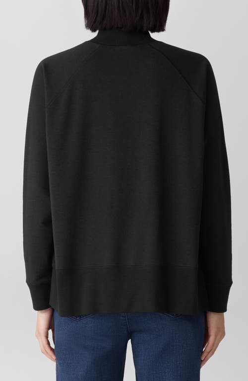 Eileen Fisher Cozy Brushed Terry Hug Mock Neck Top In Black