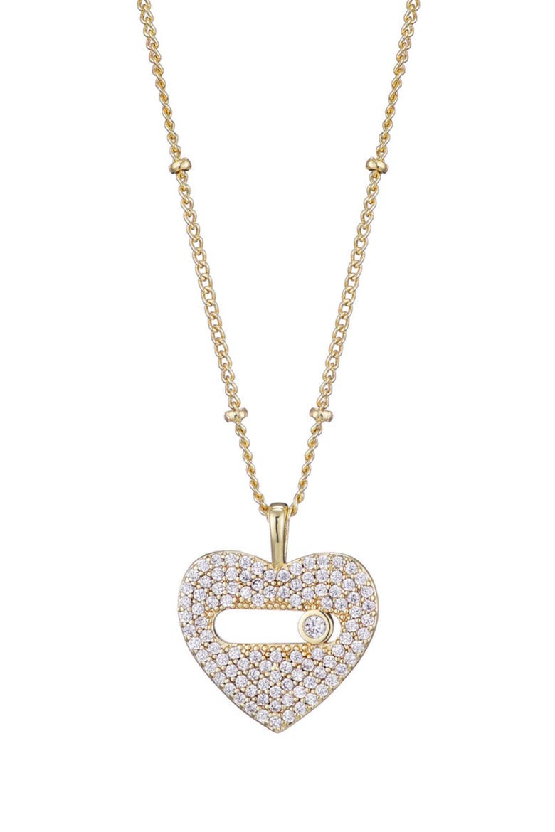 Cubic Zirconia Heart Pendant Necklace, Main, color, GOLD