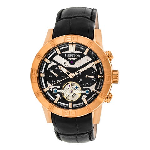 Hannibal Semi-Skeleton Leather-Band Watch