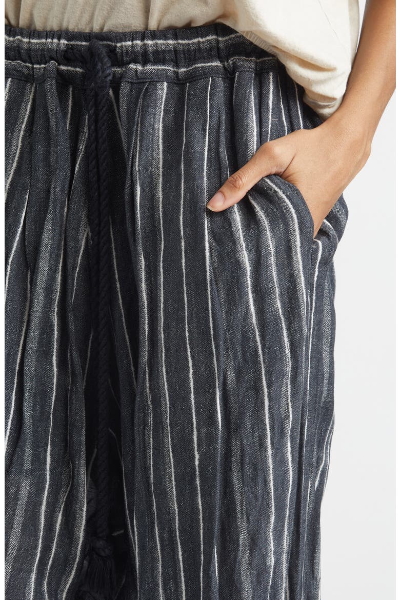 Relaxed Pleated Stripe Drawstring Waist Pants, Alternate, color, DARK GREY WIDE STRIPE