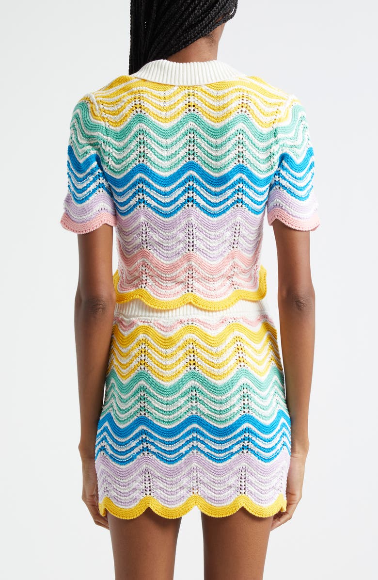 Casablanca Gradient Wave Pointelle Organic Cotton Crop Sweater, Alternate, color, 