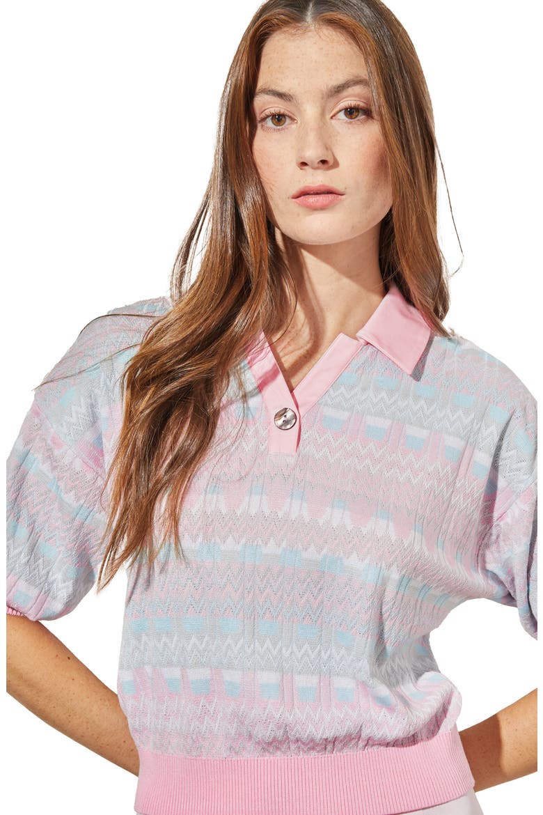 Puff Sleeve Pointelle Top, Alternate, color, PERFECT PINK MULTI