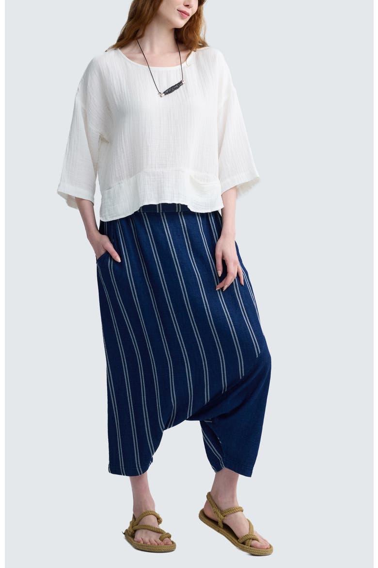 Marigold Denim Muslin Harem Pants, Alternate, color, Original Denim