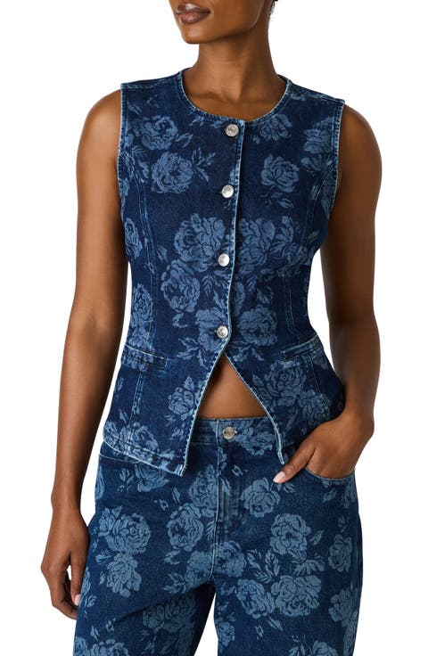 Wesley Floral Denim Vest