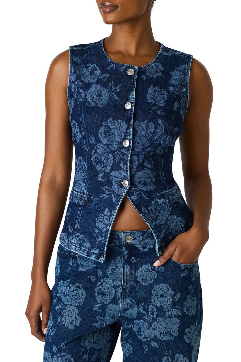 denim vest floral dress Mia Belle Girls Wholesale