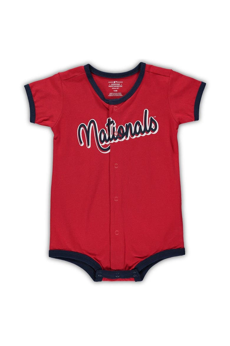 Infant Red Washington Nationals Power Hitter Romper, Main, color, Red