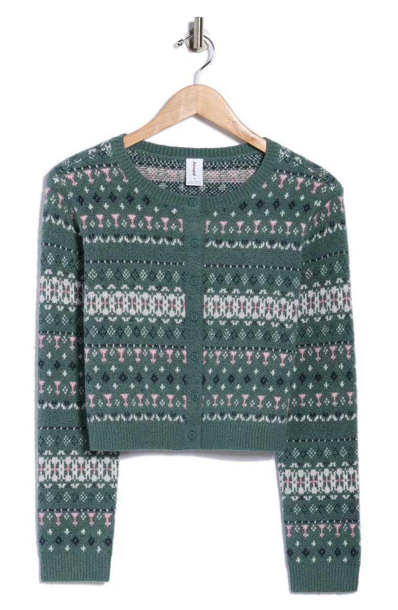 Abound Fair Isle Cardigan, Alternate, color, Green Sol Fairisle