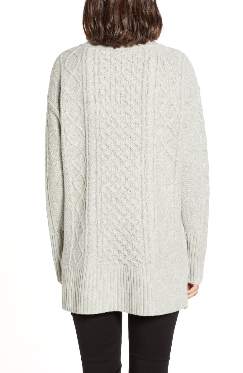 J.Crew Patchwork Cable Knit Oversize Tunic Sweater, Alternate, color, 