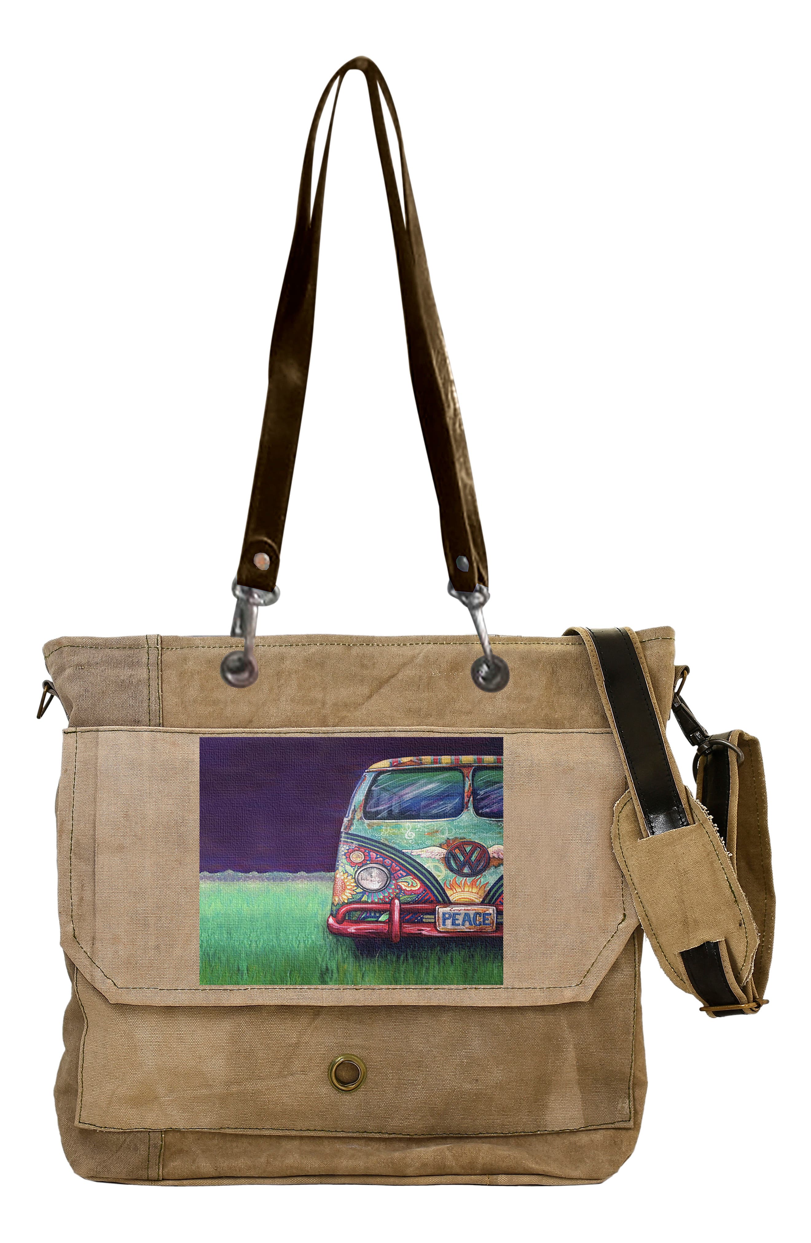 VINTAGE ADDICTION Peacemobile Tent Tote Bag, Main, color, 