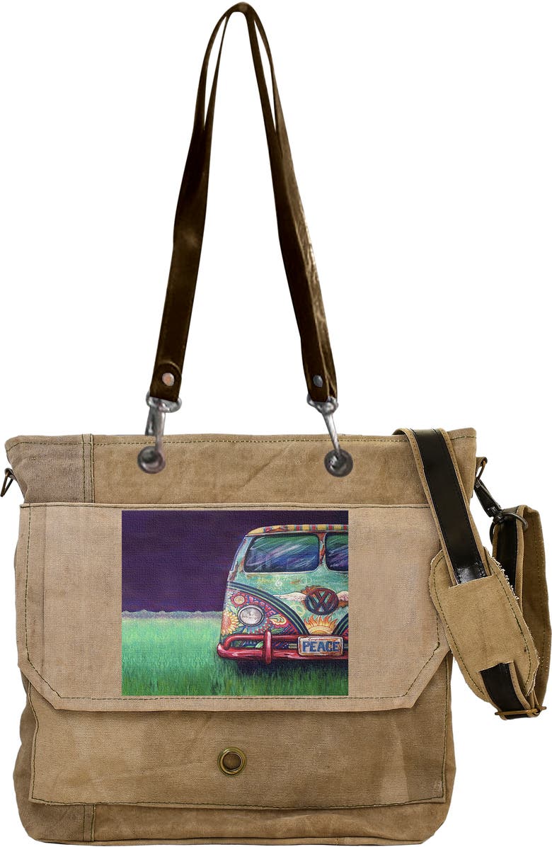 VINTAGE ADDICTION Peacemobile Tent Tote Bag, Main, color,