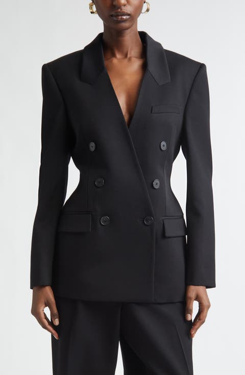 Double Breasted Integrated Collar Wool Jacket