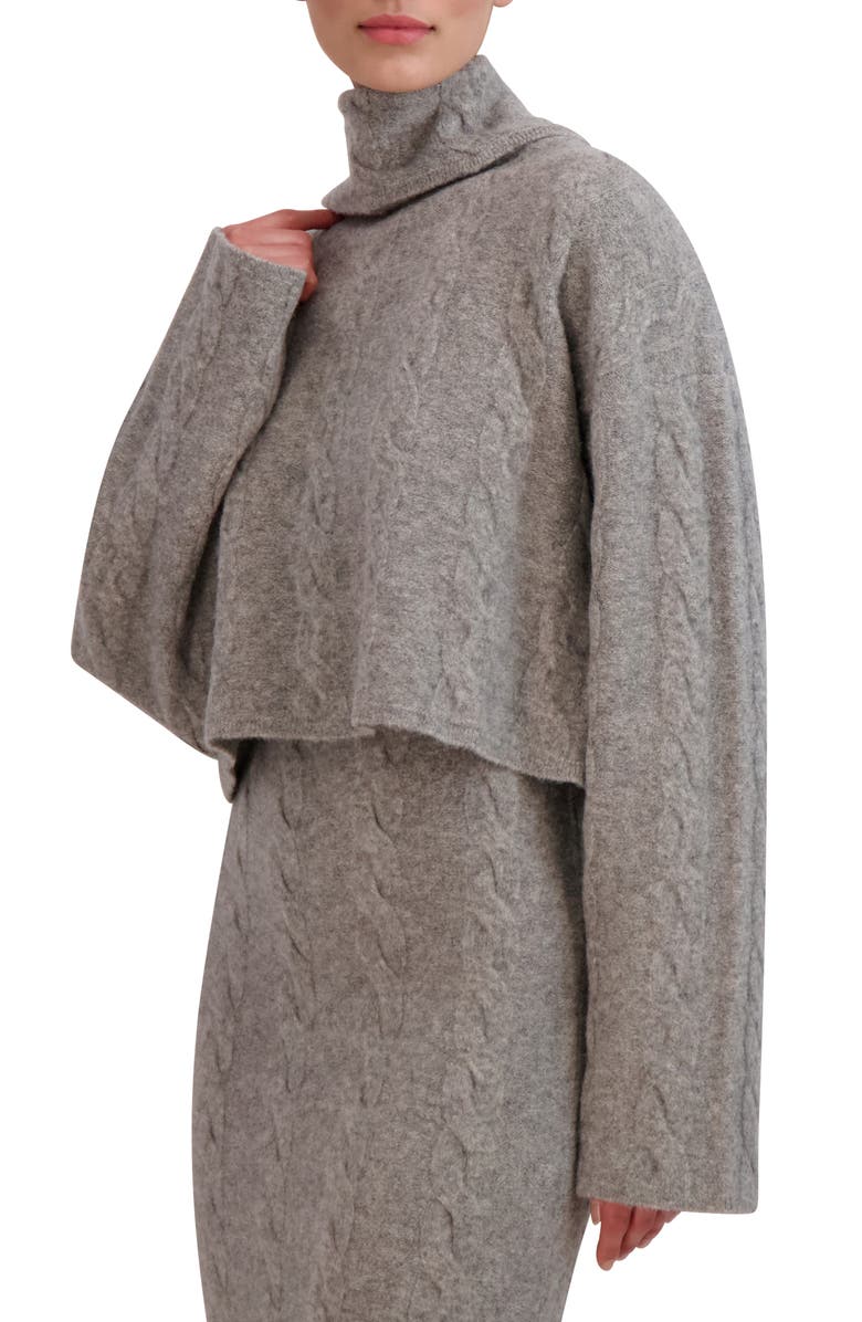 BCBGMAXAZRIA Cable Stitch Turtleneck Crop Sweater, Alternate, color, 