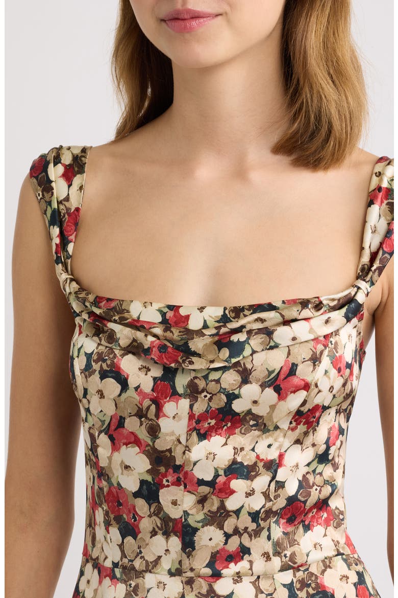 Donielle Cowl Neck Silk Dress, Alternate, color, WILDFLOWER BRAMBLE