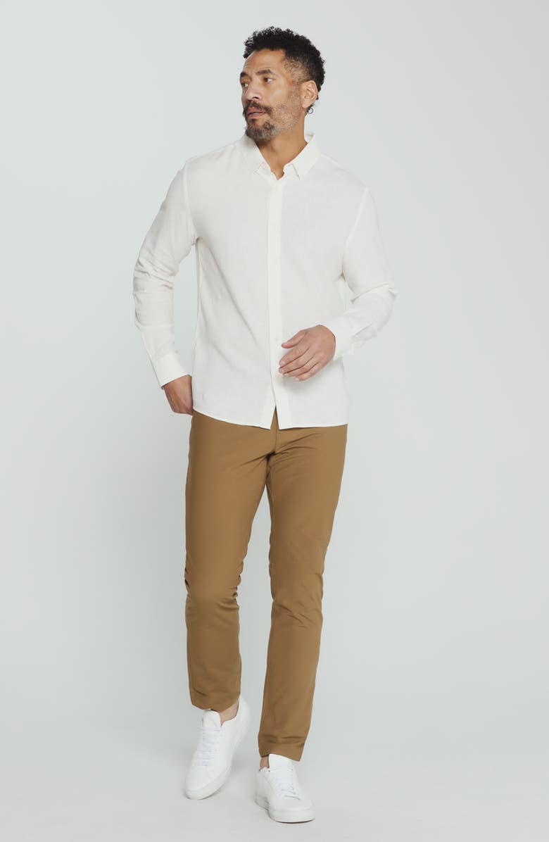 7 Diamonds Oasis Linen Blend Button-Up Shirt, Alternate, color, White