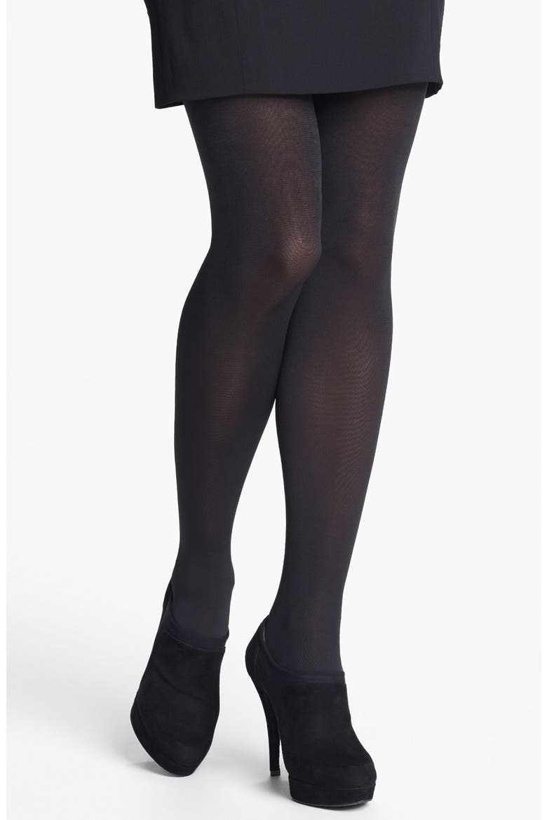 Donna Karan 'Evolution' Satin Jersey Tights, Alternate, color, BLACK 124