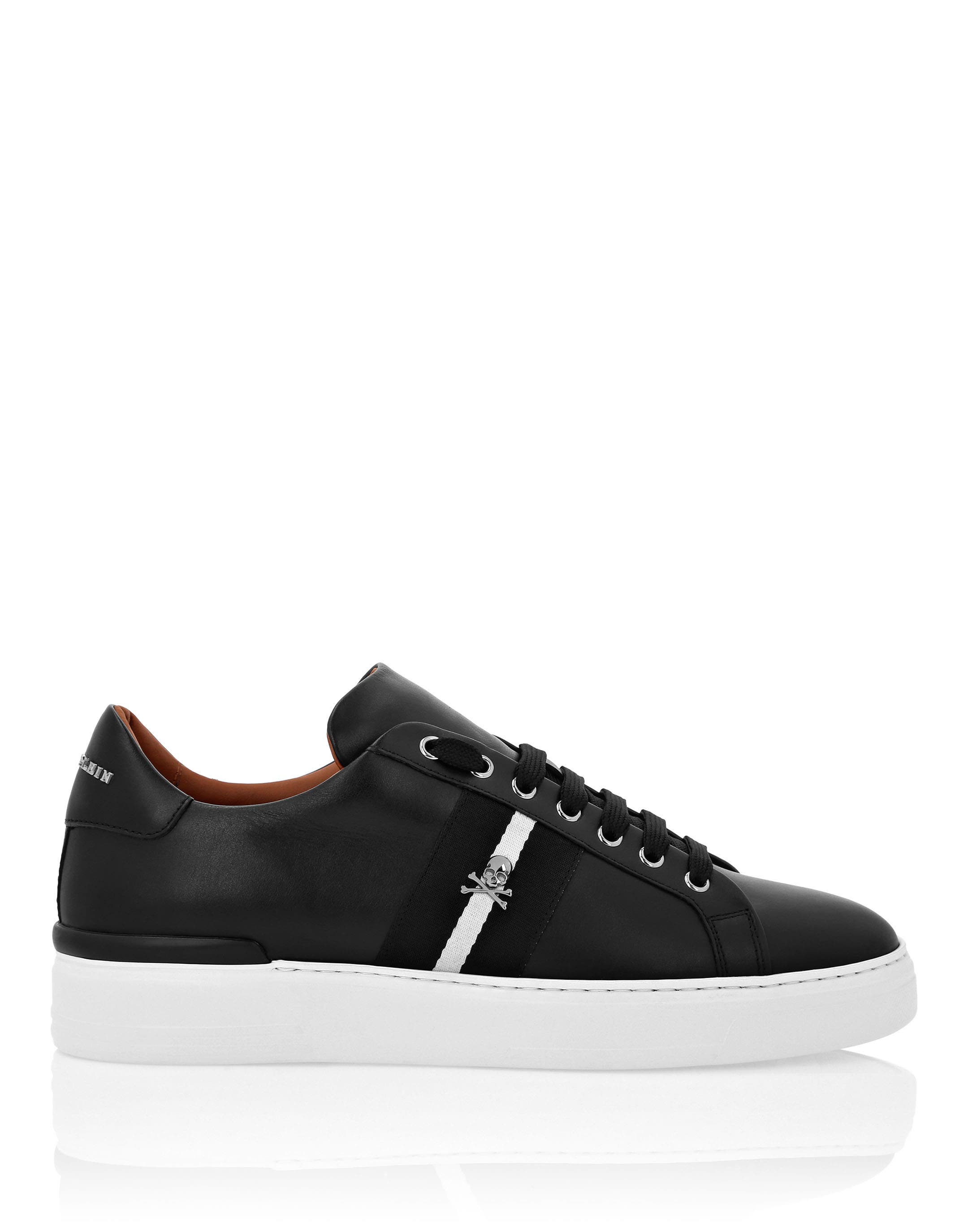 Leather Lo-Top Sneakers Stripes Unisex, Alternate, color, black