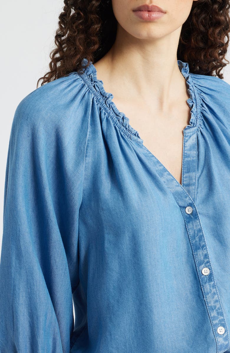 beachlunchlounge Winslow Chambray Peasant Top, Alternate, color, Peasant Style Snap