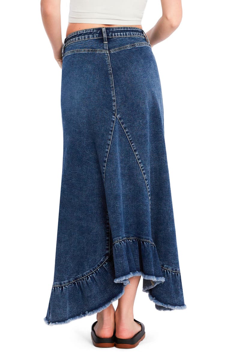 Pieced Ruffle Denim Maxi Skirt, Alternate, color, SHARK BLUE